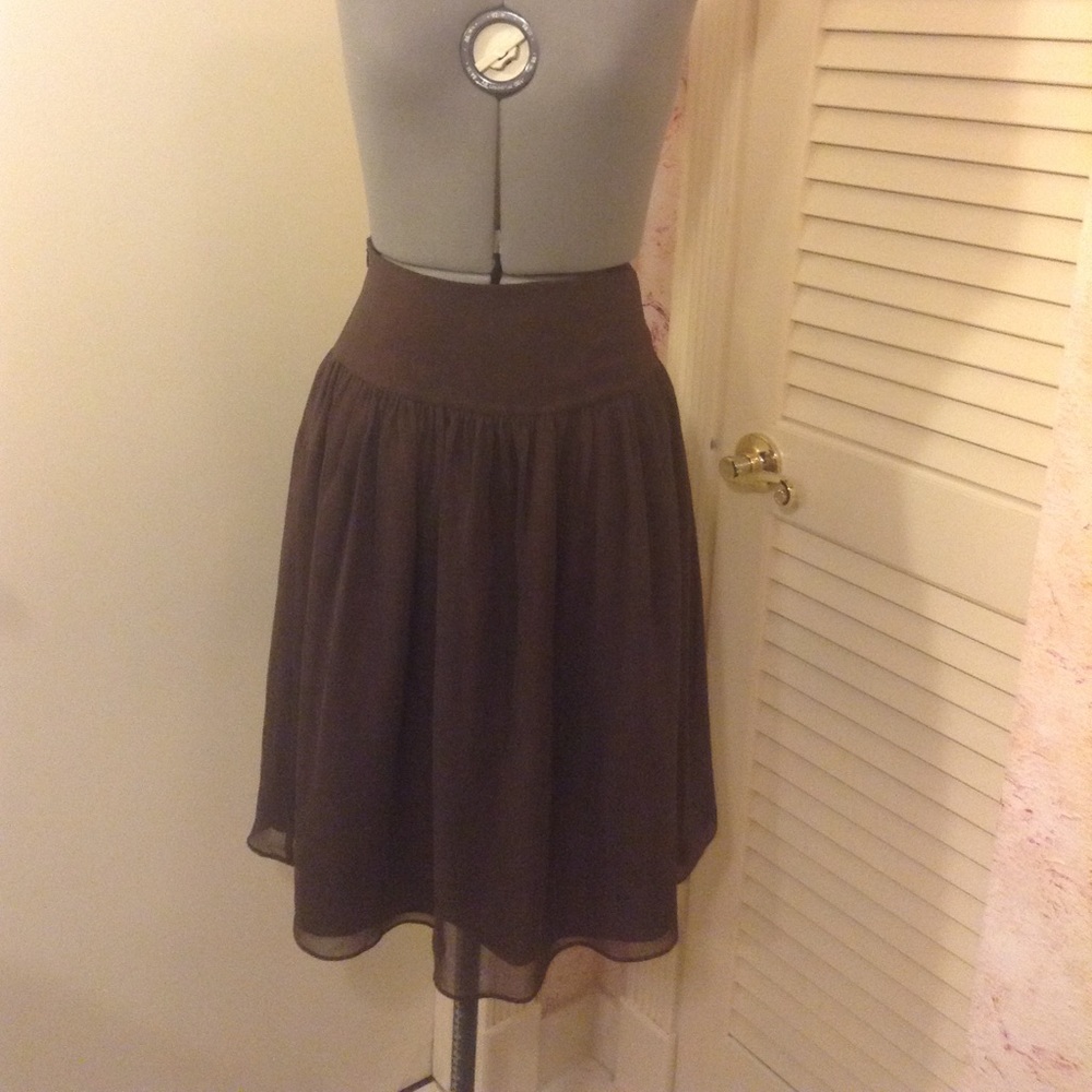 Dark Brown Knee Length Full Skirt